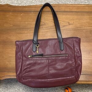 Fossil Leather Tote Bag